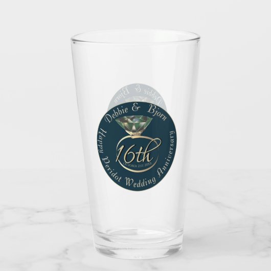 16de Jubileum van het Weddenschap Peridot & Zilver Glas (Achterkant)