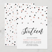 16de tiende verjaardag van het zwarte en Roos goud Kaart (Voorkant / Achterkant)