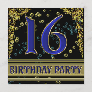 16de verjaardag van Black and Gold Kaart