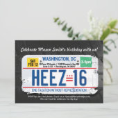 16de Washington DC-licentie voor jongen uitnodigen Kaart (Staand voorkant)