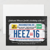 16de Washington DC-licentie voor jongen uitnodigen Kaart (Voorkant / Achterkant)