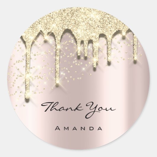 16e Baby shower Glitter 3D Roos Gold Ronde Sticker (Voorkant)