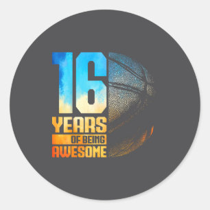 16e Basketbal Jaren Basketbal 16 Oude Speler Humor Ronde Sticker