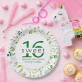 16e Birdie Green Leafs & Flowers Lijst Papieren Bordje (Feest)