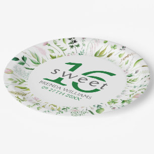 16e Birdie Green Leafs & Flowers Lijst Papieren Bordje
