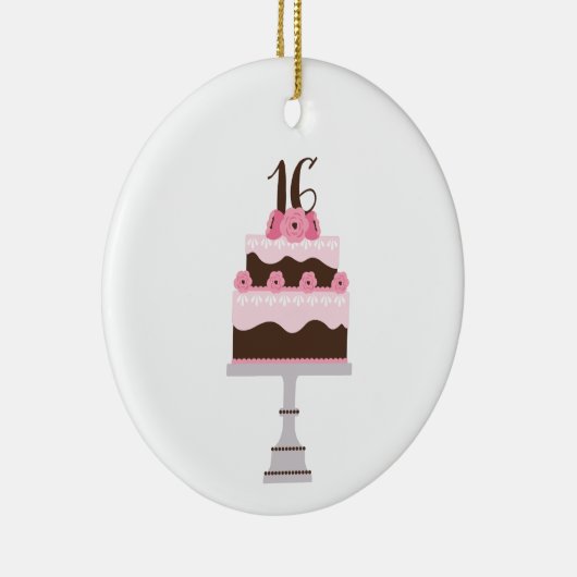 16e Birthday Cake Keramisch Ornament (Rechts)