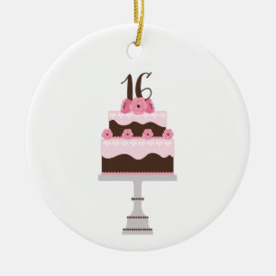 16e Birthday Cake Keramisch Ornament