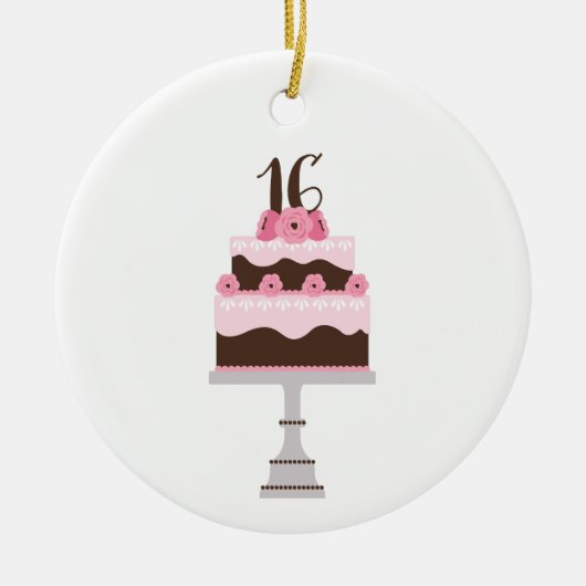 16e Birthday Cake Keramisch Ornament (Voorkant)