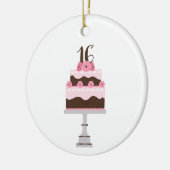 16e Birthday Cake Keramisch Ornament (Links)
