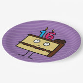 16e Birthday Cake met kaarsen Papieren Bordje (Gekanteld)