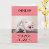 **16e** BIRTHDAY-HUMOR VAN COMEDIC PIG-Kaart Kaart (Gele Bloem)