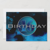 16e BIRTHDAY-INVITATIE - ABSTRACTE BLAUW Kaart (Voorkant)