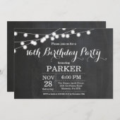 16e Birthday Invitation Chalkboard Kaart (Voorkant / Achterkant)