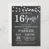 16e Birthday Invitation Chalkboard Kaart (Voorkant)