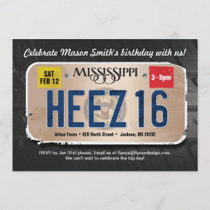 16e Birthday Mississippi Uitnodiging voor licentie