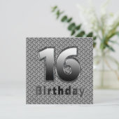 16e BIRTHDAY PARTIJINVITATIE - METAAL Kaart (Staand voorkant)