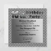16e BIRTHDAY PARTIJINVITATIE - METAAL Kaart (Achterkant)