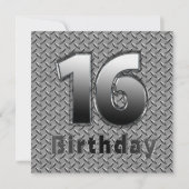 16e BIRTHDAY PARTIJINVITATIE - METAAL Kaart (Voorkant)