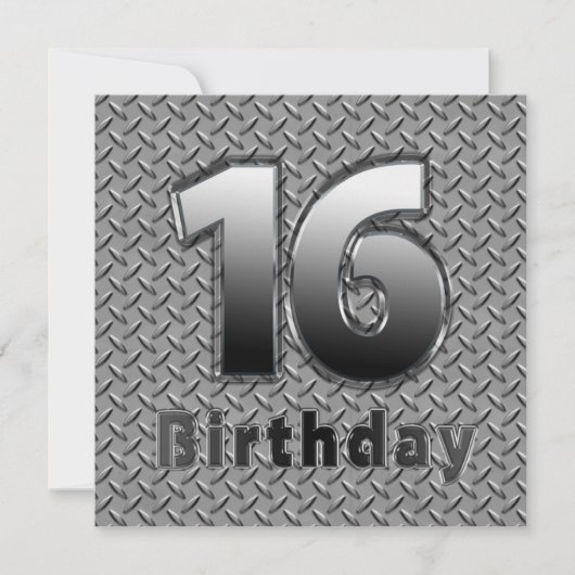 16e BIRTHDAY PARTIJINVITATIE - METAAL Kaart (Voorkant)
