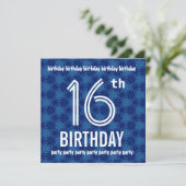 16e Birthday Party Modern Geometric Navy W1831 Kaart (Staand voorkant)