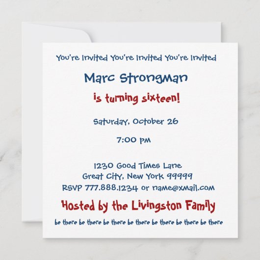 16e Birthday Party Modern Geometric Navy W1831 Kaart (Achterkant)