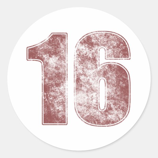16e Birthday Red Grunge Ronde Sticker (Voorkant)