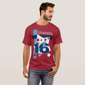 16e BIRTHDAY RED WHITE BLUE Aangepast jaar V11BE T-shirt (Voorkant volledig)