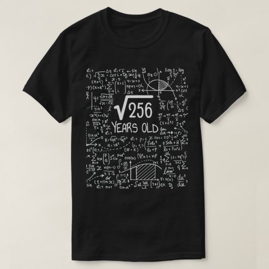 16e Birthday Square Root van 256 16 jaar oud T-shirt (Design voorkant)