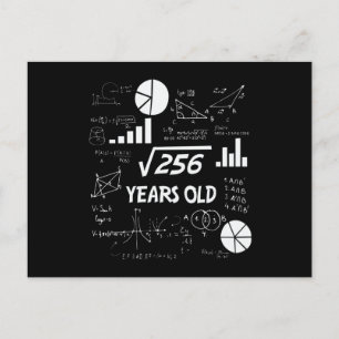 16e Birthday Square Root Wiskunde 16 jaar oude dag Briefkaart