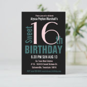 16e blauwgroen en zwarte zoete partij kaart (Staand voorkant)