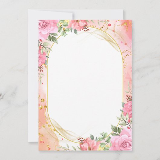 16e BlushPink Flowers Boho Elegant Verjaardagsfees Kaart (Achterkant)