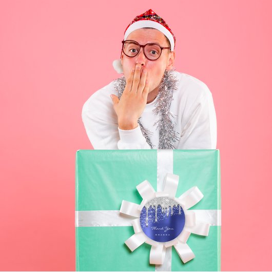 16e Bridal Black Glitter 3D Royal Blue Ronde Sticker