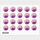 16e Bridal Glitter Ballons Paars Pink Ronde Sticker (Vel)
