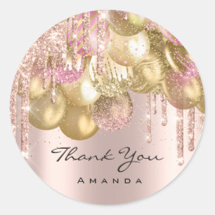16e Bridal Roos Glitter Ballon Naam Ronde Sticker