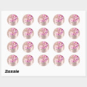 16e Bridal Roos Glitter Ballon roze Ronde Sticker (Vel)