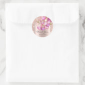 16e Bridal Roos Glitter Ballon roze Ronde Sticker (Tas)