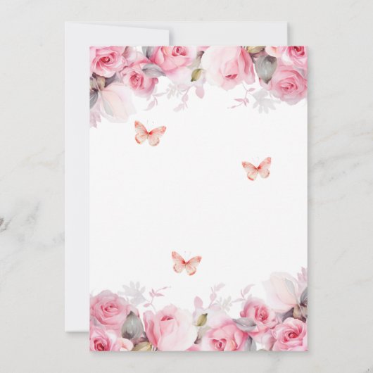 16e bruiloft Jubileum Elegante Blush Rozen Kaart (Achterkant)