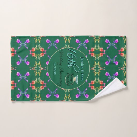 16e bruiloft Jubileum Green Peridot Tea Towel Handdoek (Handdoek)