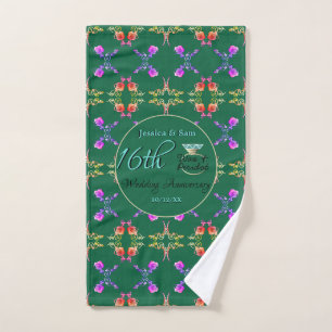 16e bruiloft Jubileum Green Peridot Tea Towel Handdoek