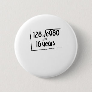16e bruiloft Jubileum of 16e verjaardag Gift Ronde Button 5,7 Cm