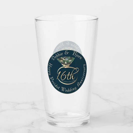 16e bruiloft Jubileum Peridot Glas (Voorkant)