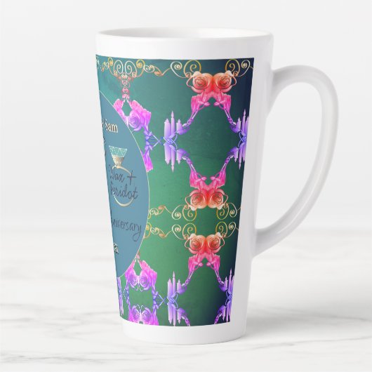 16e bruiloft Jubileum Wax, Statice & Peridot Latte Mok (Rechts)