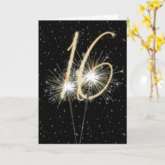 16e bruiloft sparklers kaart (Gele Bloem)