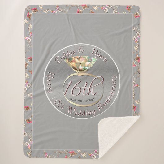 16e bruiloft wax periodot Jubileum Sherpa Deken (Voorkant)