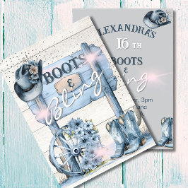 16e Cowgirl Laarzen Bling Western Roze Blauw Kaart