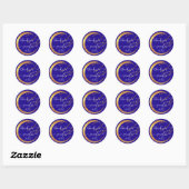 16e dank je wel Bridal Royal Blue Gold Ronde Sticker (Vel)