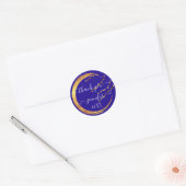 16e dank je wel Bridal Royal Blue Gold Ronde Sticker (Envelop)