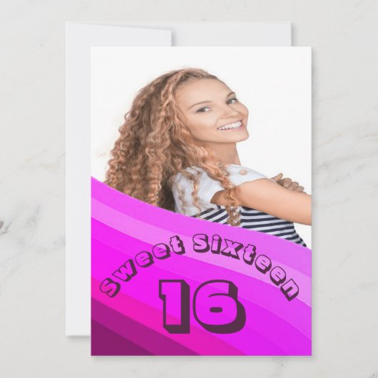 16e Disco Ball Modern Paarse Verjaardag uitnodigin Kaart (Voorkant)