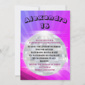 16e Disco Ball Modern Paarse Verjaardag uitnodigin Kaart (Achterkant)