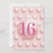 16e Disco Ball Modern Roze Verjaardag uitnodiging (Voorkant)